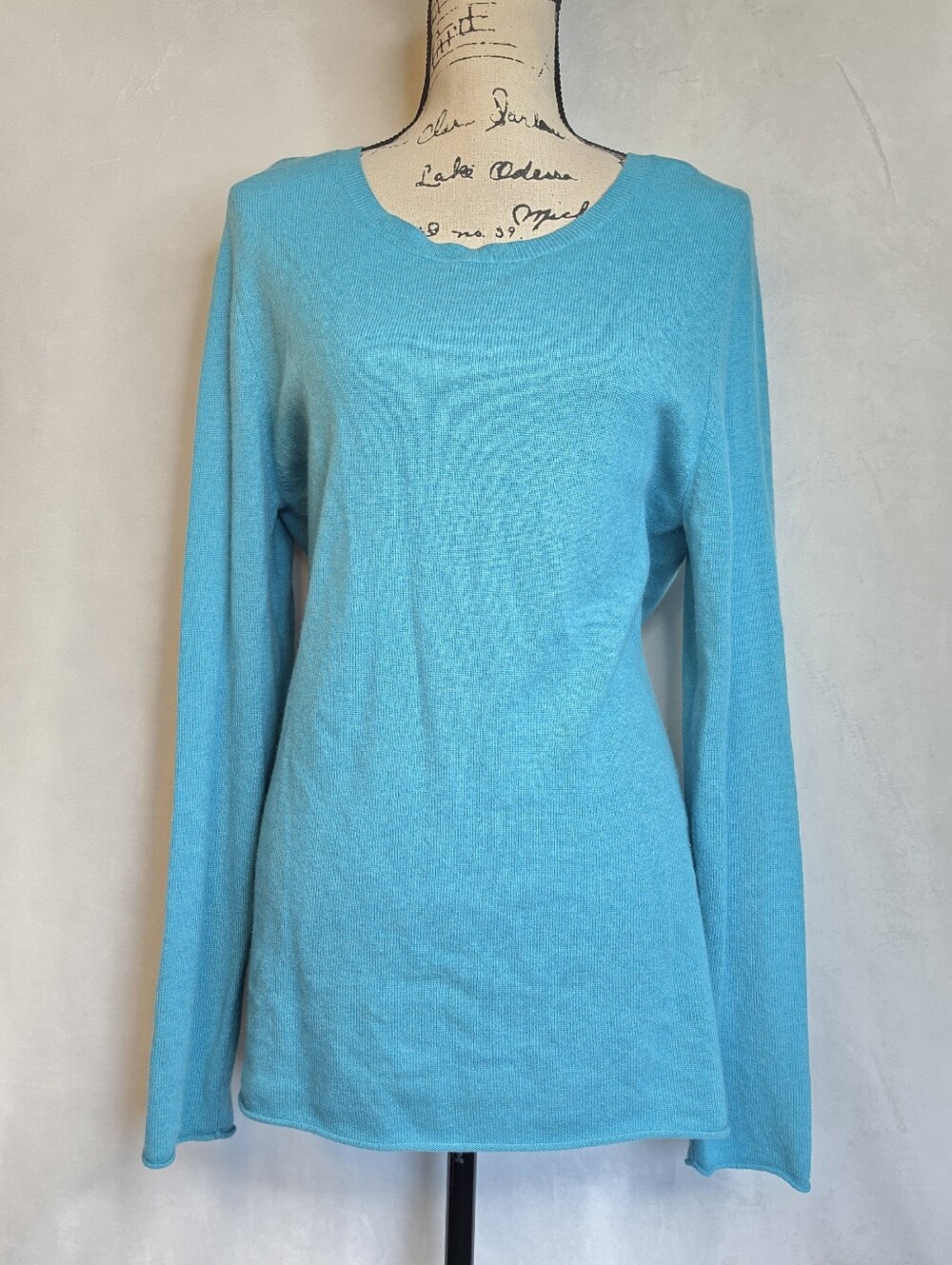 Old Navy 100% Cashmere Long Sleeve Crewneck Sweater Turquoise Blue XL